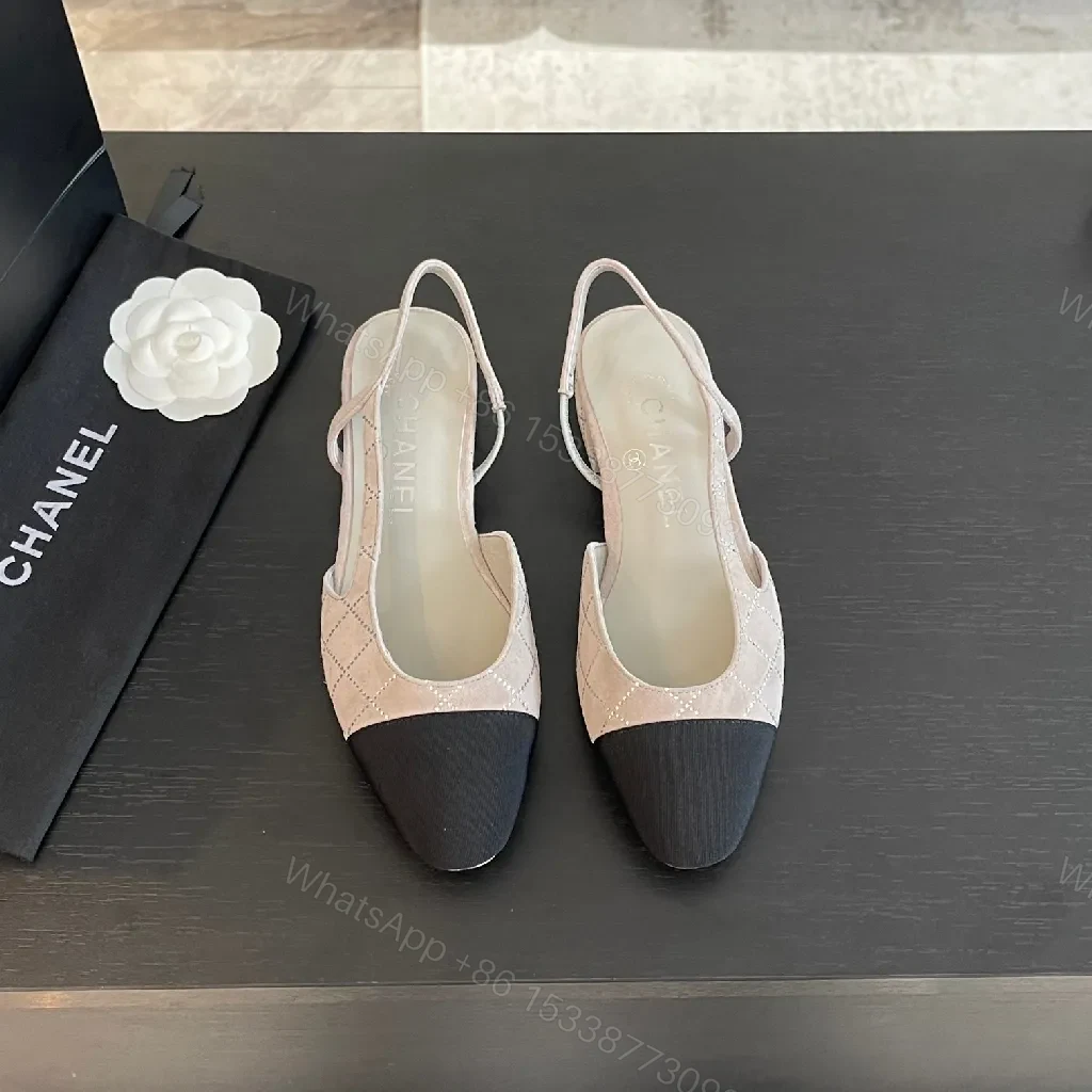 View 8 of Quilted Slingback Flats with Cap Toe, Luxe Casual Style