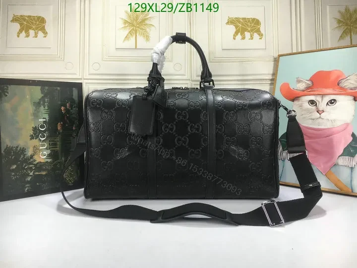 View 5 of Gucci Large Black Canvas Bag Knockoff Embossed with GG Logo VC73DZ
