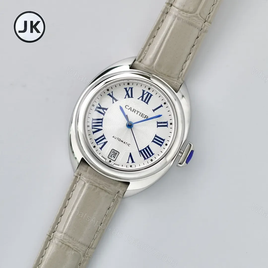 View 2 of GS Factory Cartier CLE DE Cartier Silver Stainless Steel Case with Grey Leather Strap Automatic Watch