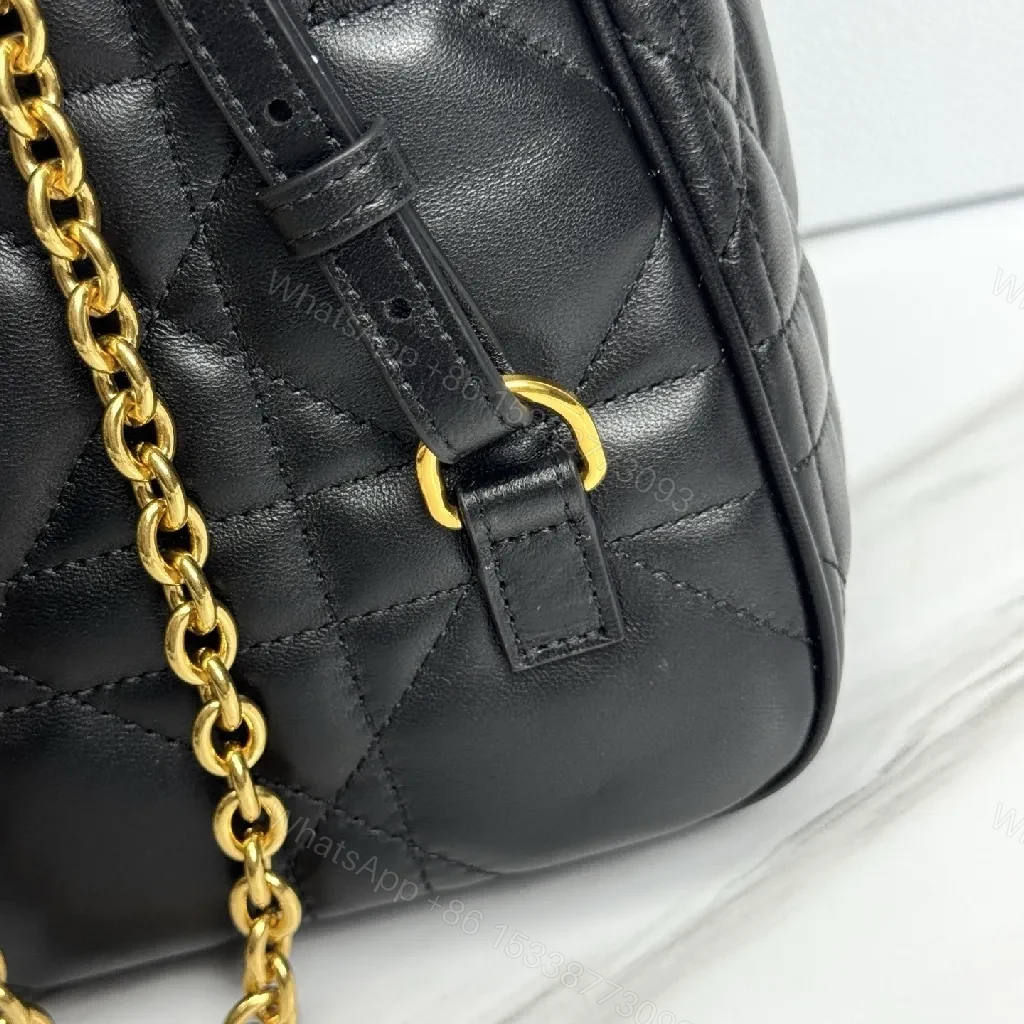 View 2 of Quilted Mini Backpack: Gold Chain, Structured Luxury, Day-to-Night Carry