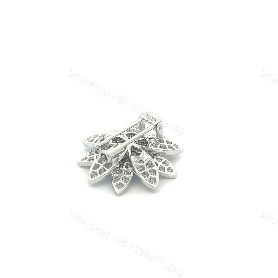 View 5 of Van Cleef & Arpels Lotus White Gold Clip Pendant & Brooches