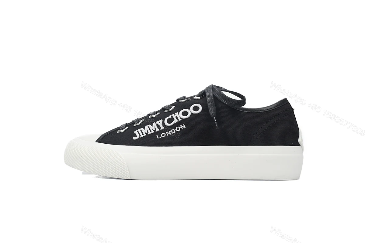 View 6 of Jimmy Choo Palma Maxi Black and Latte Canvas Platform Trainers PALMAMAXIFCYE013921
