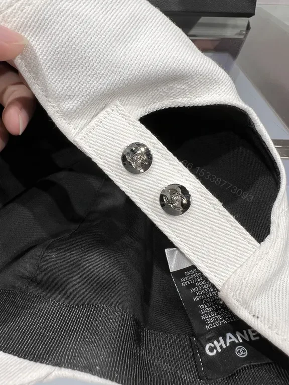 View 4 of Minimalist Chanel-Inspired Cap: White/Charcoal, Casual Luxe