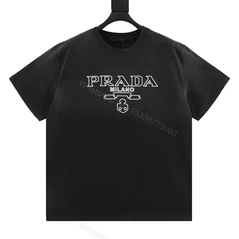 Black Cotton Casual Crewneck T-Shirt with Chest Logo — view 1