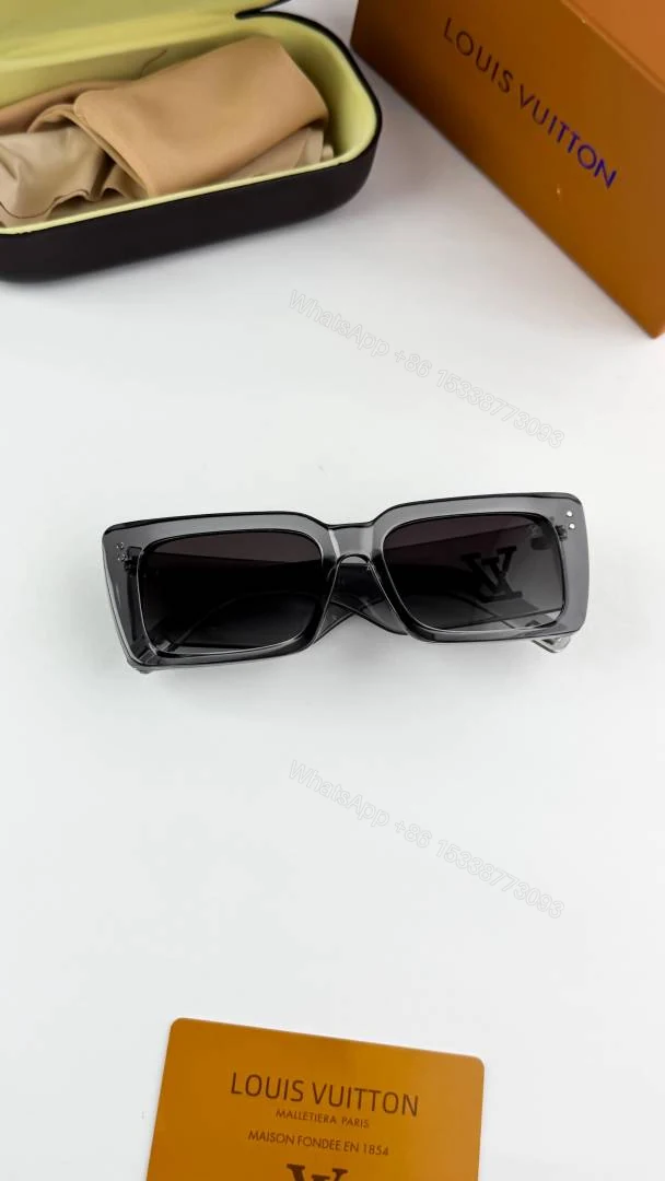 View 3 of First Copy Louis Vuitton Grey Transparent Square Frame Men’s Sunglasses