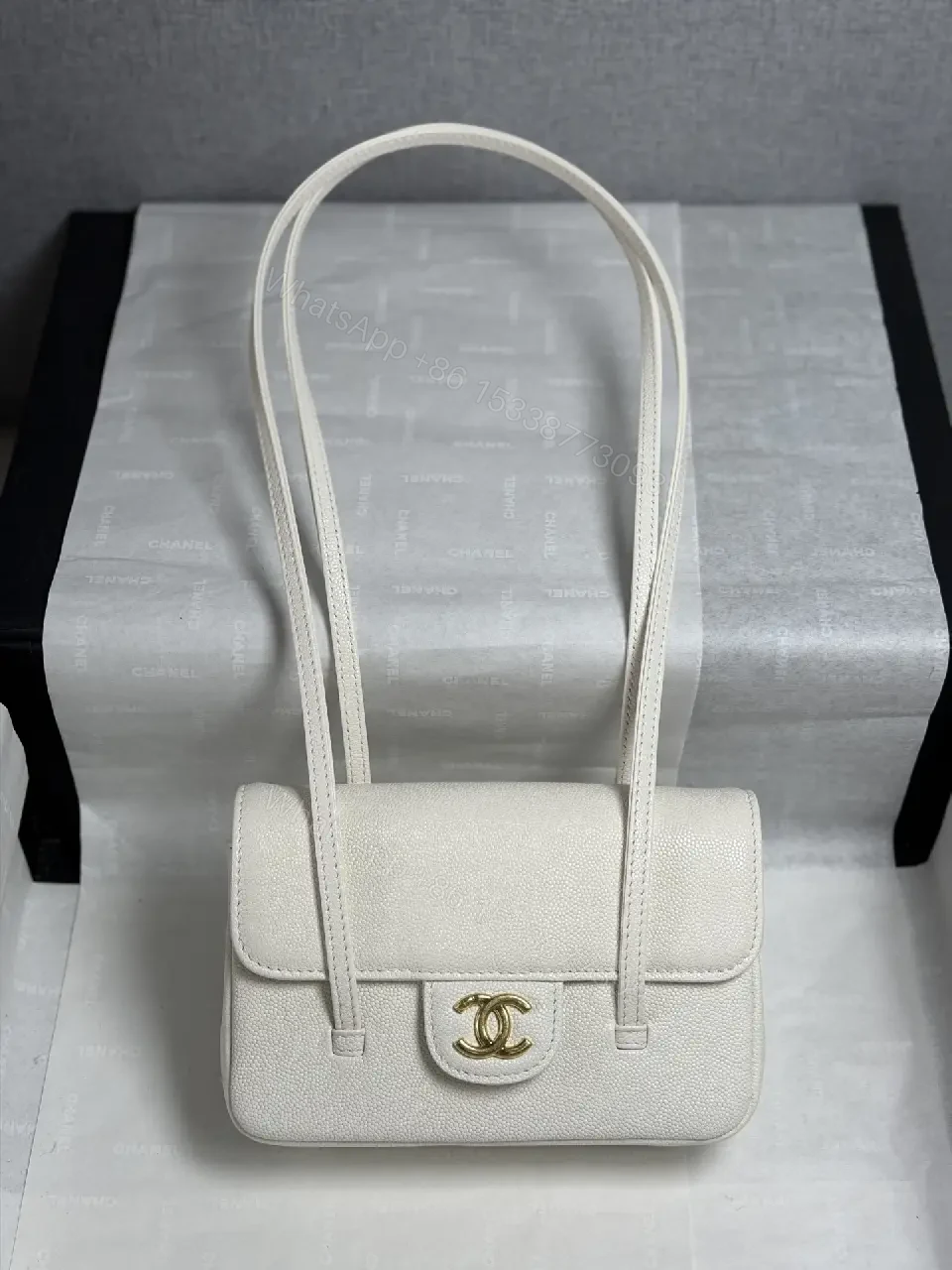 View 5 of Ivory Pebbled Calfskin Satchel: Compact Luxury Bag