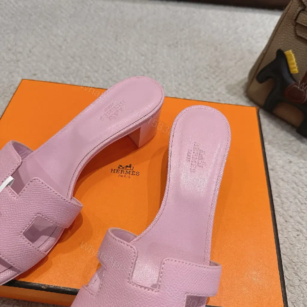 View 3 of Pink Leather Sandals Lux Style Key H Disney Hermès vibe SLIDE