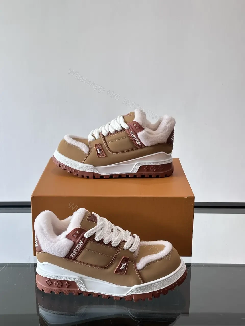 View 2 of Bold Leather Sneaker: Plush Comfort & Warmth Texture