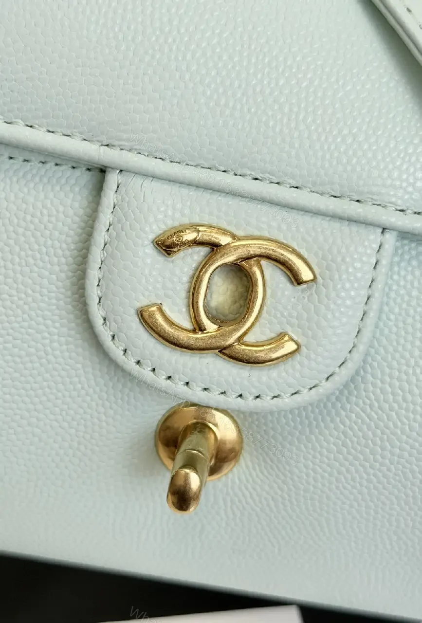 View 7 of Mint Textured Mini Bag with Gold Logo, Crossbody-Optional Luxury