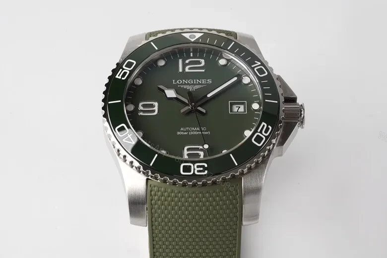 View 2 of Longines Conquest Green Diver Watch Stainless Steel Case Ceramic Bezel Automatic Movement
