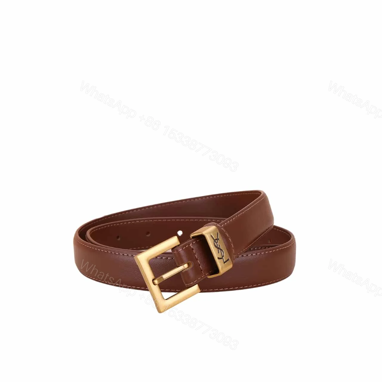 SAINT LAURENT YSL SQUARE LOGO CLASSIC BELT DARK BROWN 25MM — view 1