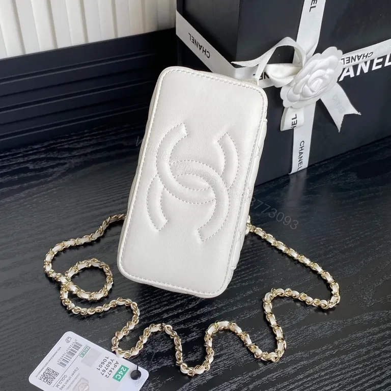View 4 of Chanel-Inspired Quilted Mini Bag: White, Gold, Luxe Everyday