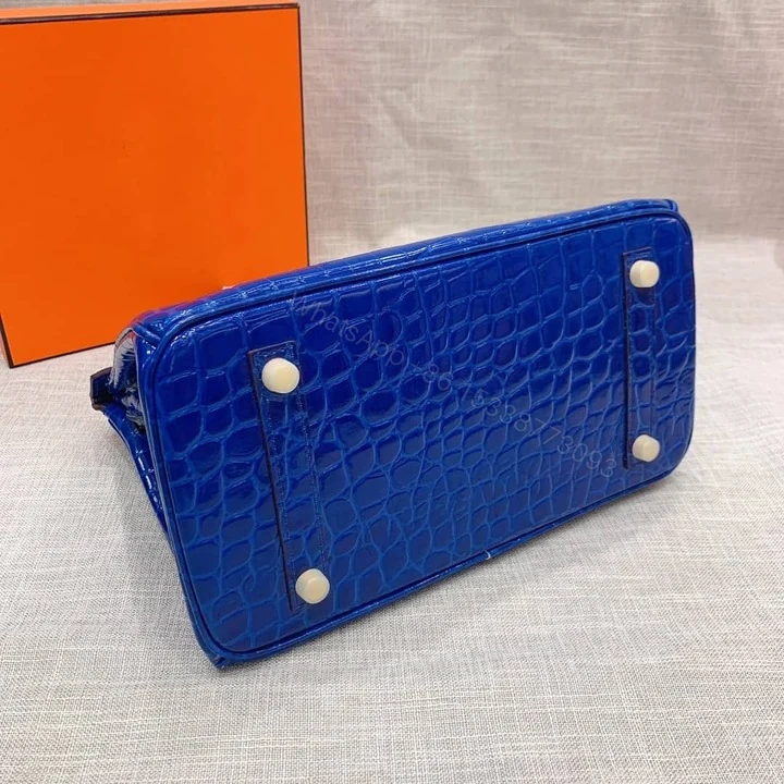 View 4 of Hermes Birkin 30 Crocodile Gold-Toned Hardware Dark Blue 30Cm
