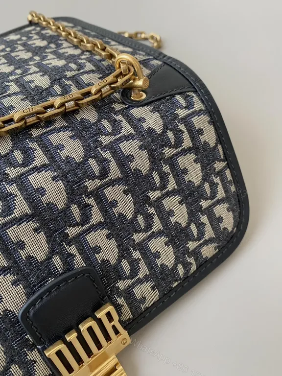 View 7 of Black Jacquard Mini Satchel: Dior-Inspired with Gold DIOR Lock