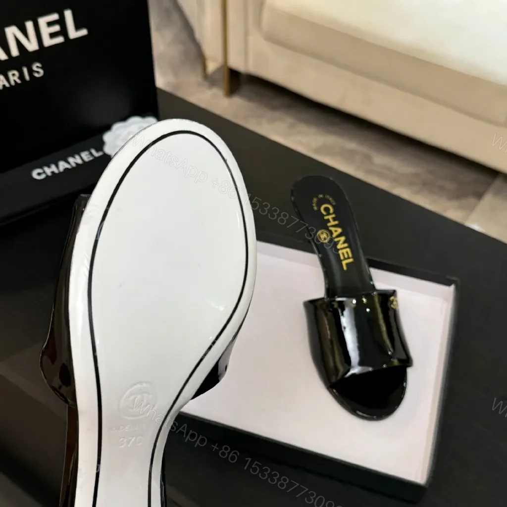 View 2 of Black Patent Leather Slip-On Heels - Minimalist Luxe Comfort