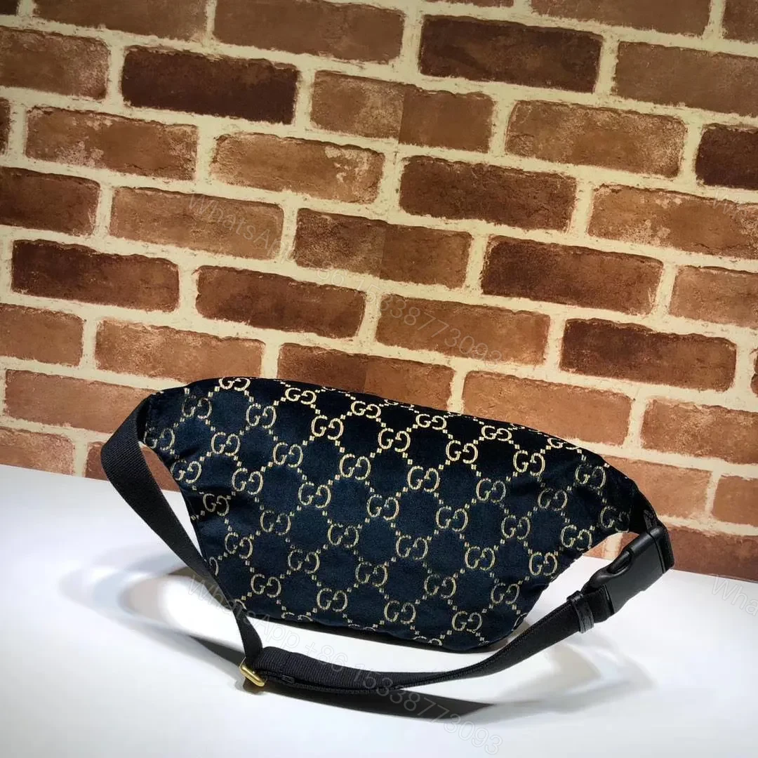 View 4 of Gucci Belt Bag GG Velvet Blue in Velvet with Brass-tone