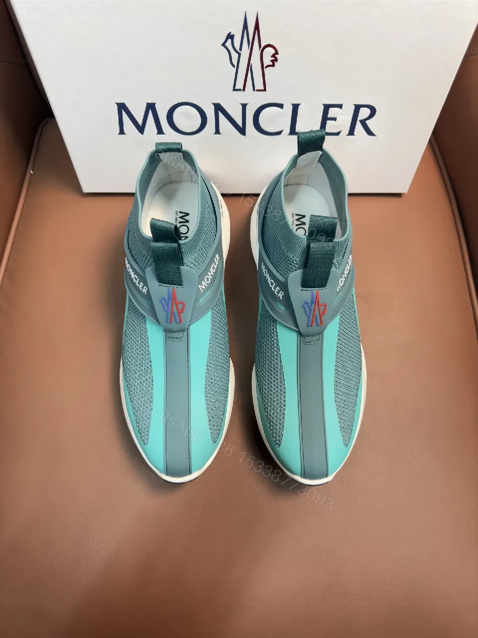 View 4 of Teal Knit High-Top Sneakers: Luxe Slip-On Comfort