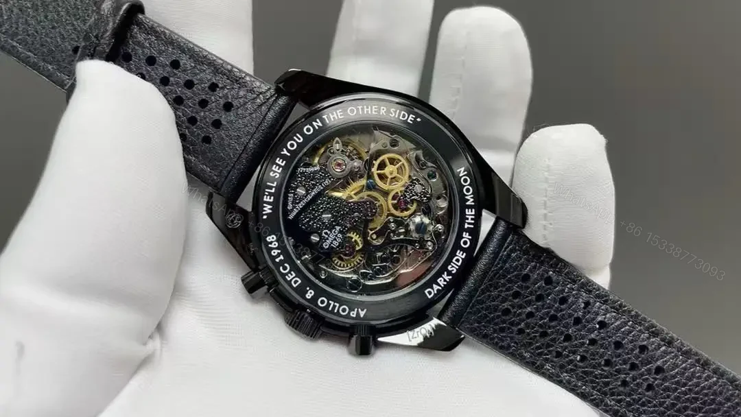 View 5 of Replica Omega Speedmaster Men Automatic Black Leather Watch O31192443001001