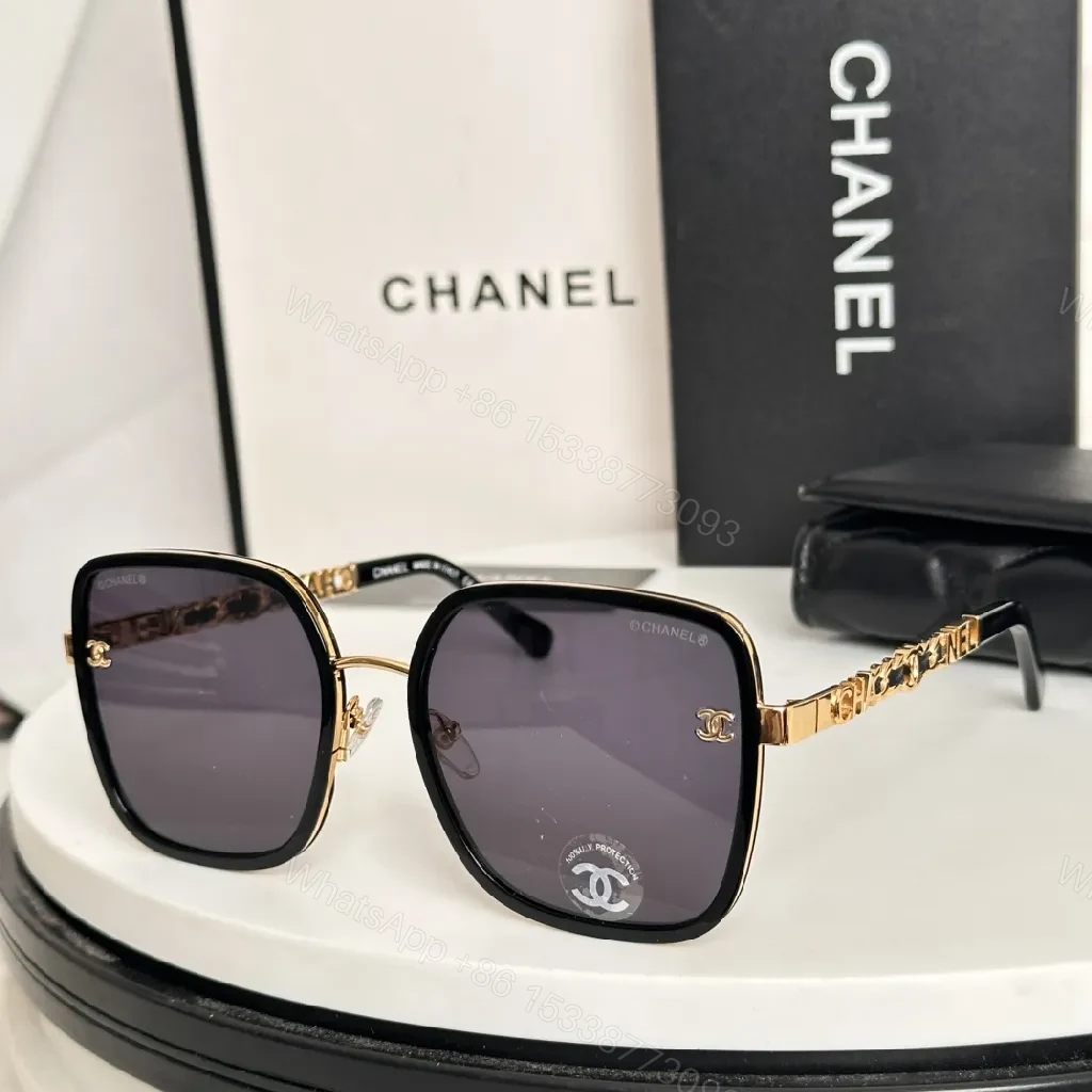 View 4 of Tortoiseshell Square Sunglasses with Gold Accents, Luxe Style