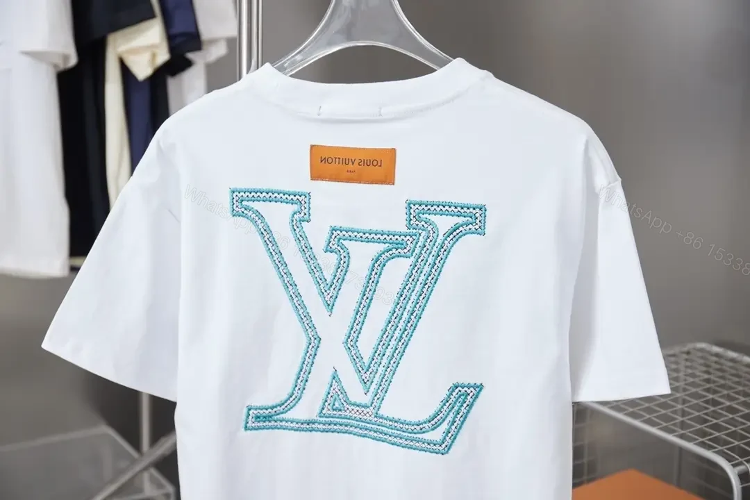 View 3 of Crystal-Trim Logo Cotton Tee - Luxe Streetwear Top