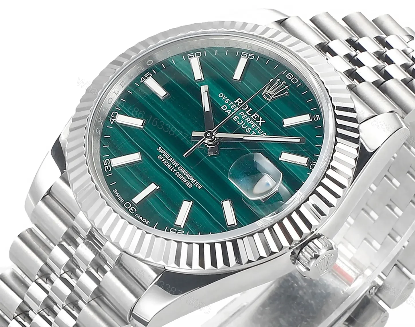 View 5 of Clean Factory – Rolex Custom Datejust 41 Green Malachite – Rolex Custom Datejust 41 Green Dial – Rolex Custom Datejust 41 Malachite Dial