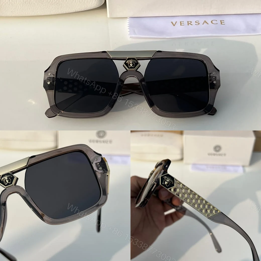 View 9 of Versace Rectangular Sunglasses Gray/Black