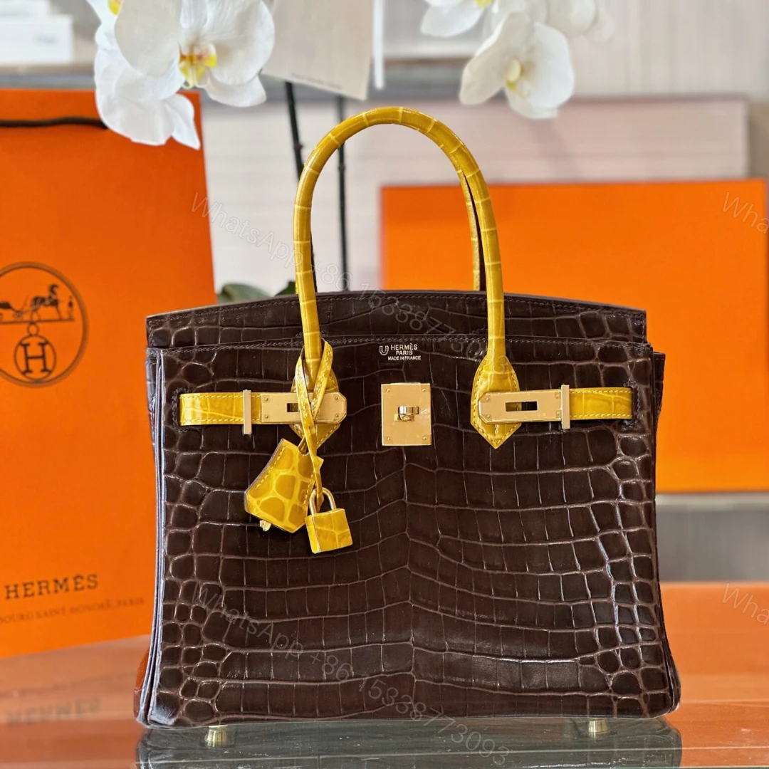 Hermes Birkin 30 Brown/Gold Genuine Crocodile Leather Gold Hardware – Custom Made — view 1