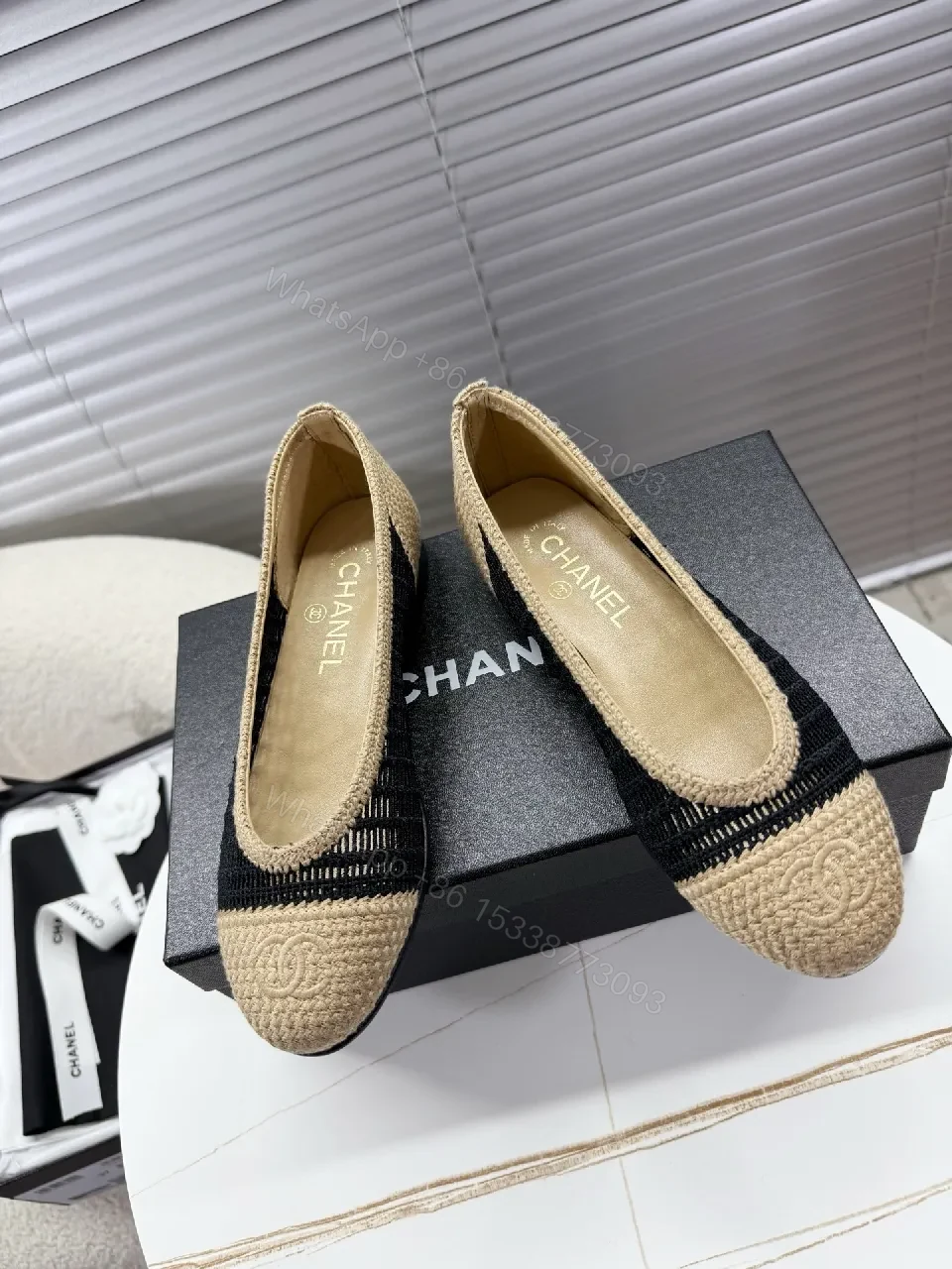 View 4 of Textured Chanel-Influenced Espadrille Flats