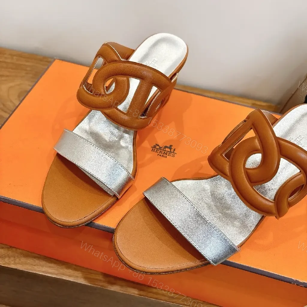 View 5 of Two-Tone Leather Sandals with Signature Straps and Comfort