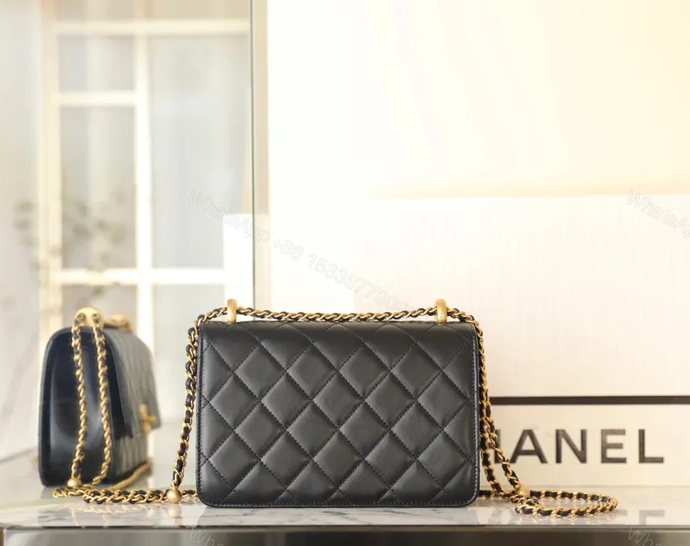 View 6 of Chanel-Inspired Quilted Leather Crossbody Bag, Goldtone Hardware