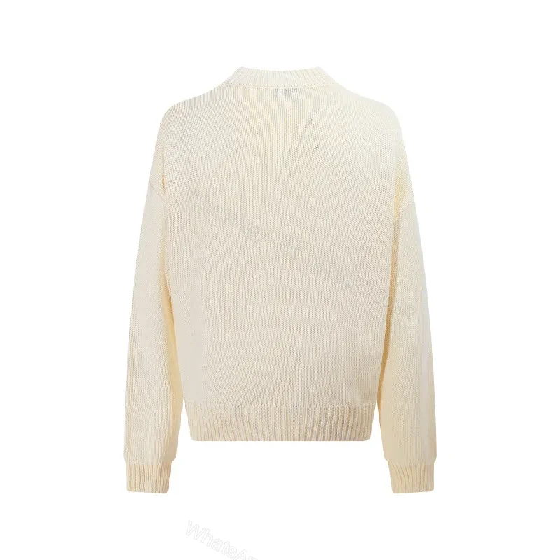 View 4 of Ivory Knit Crewneck with Bold Logo - Elevated Everyday Luxury