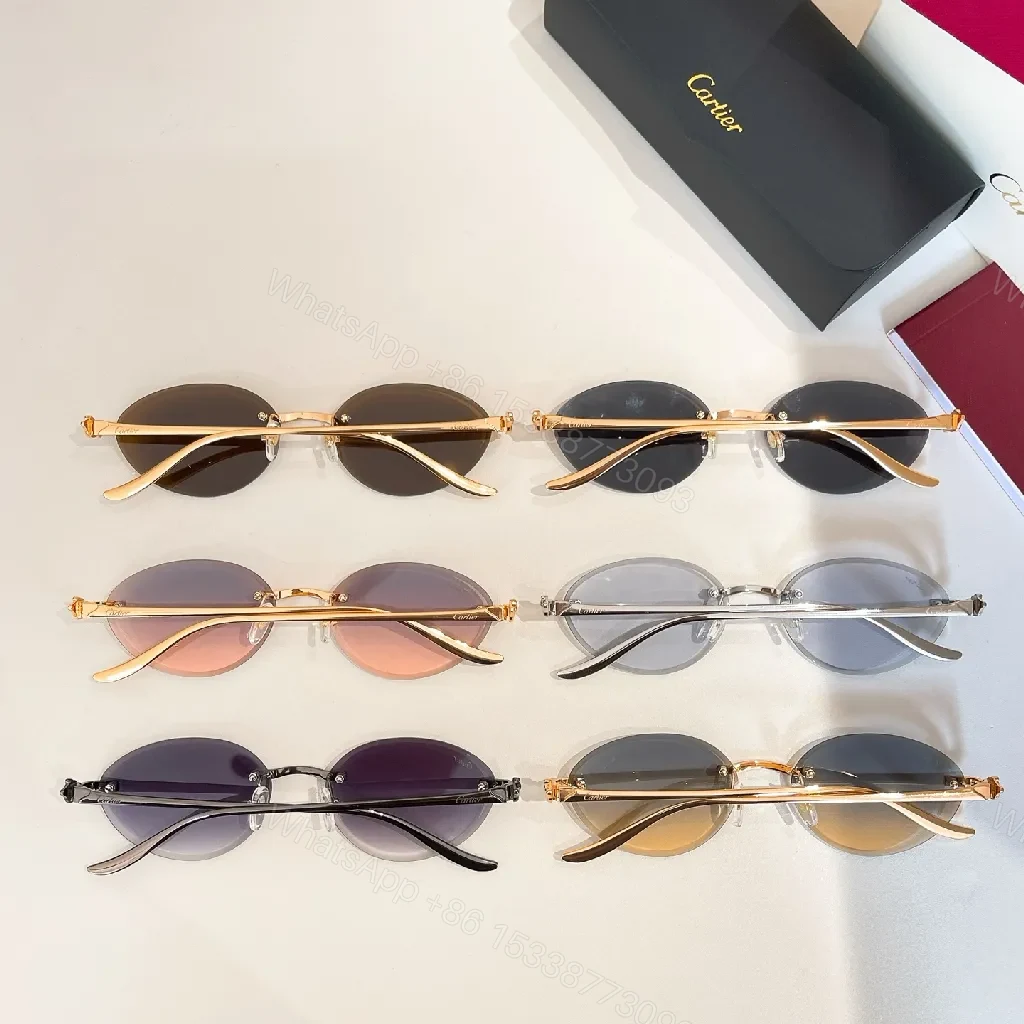 View 6 of Gold-Tone Round Sunglasses with Gradient Lenses, Deluxe Frame, All-Day Comfort