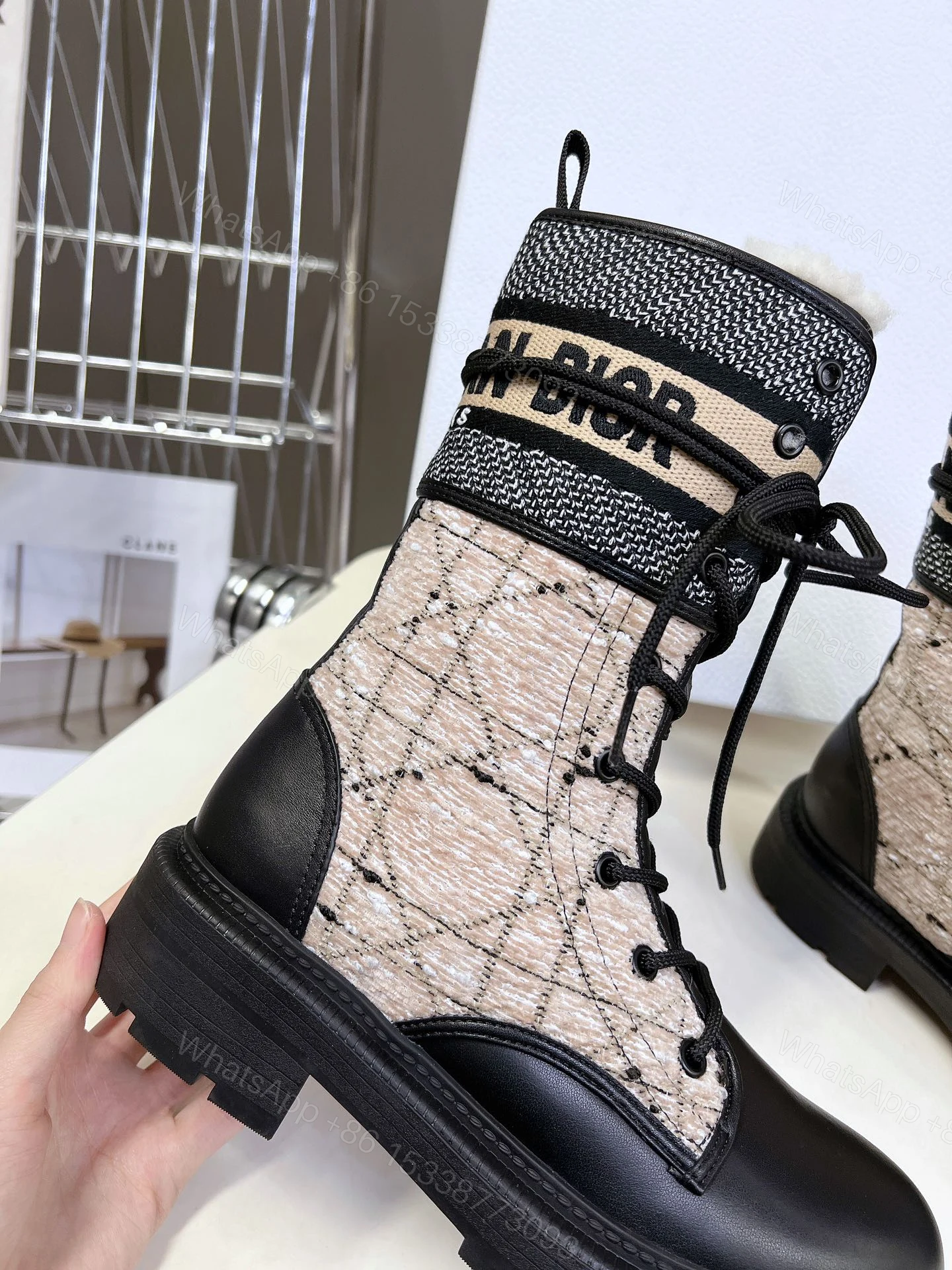 Dior D-Major ankle boots in black calfskin — view 2