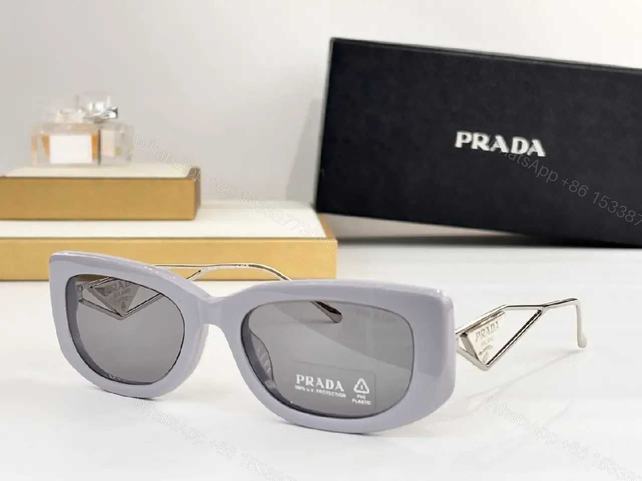 Lilac-Gray Acetate Square Sunglasses with Gunmetal Accents, Premium Style — view 1