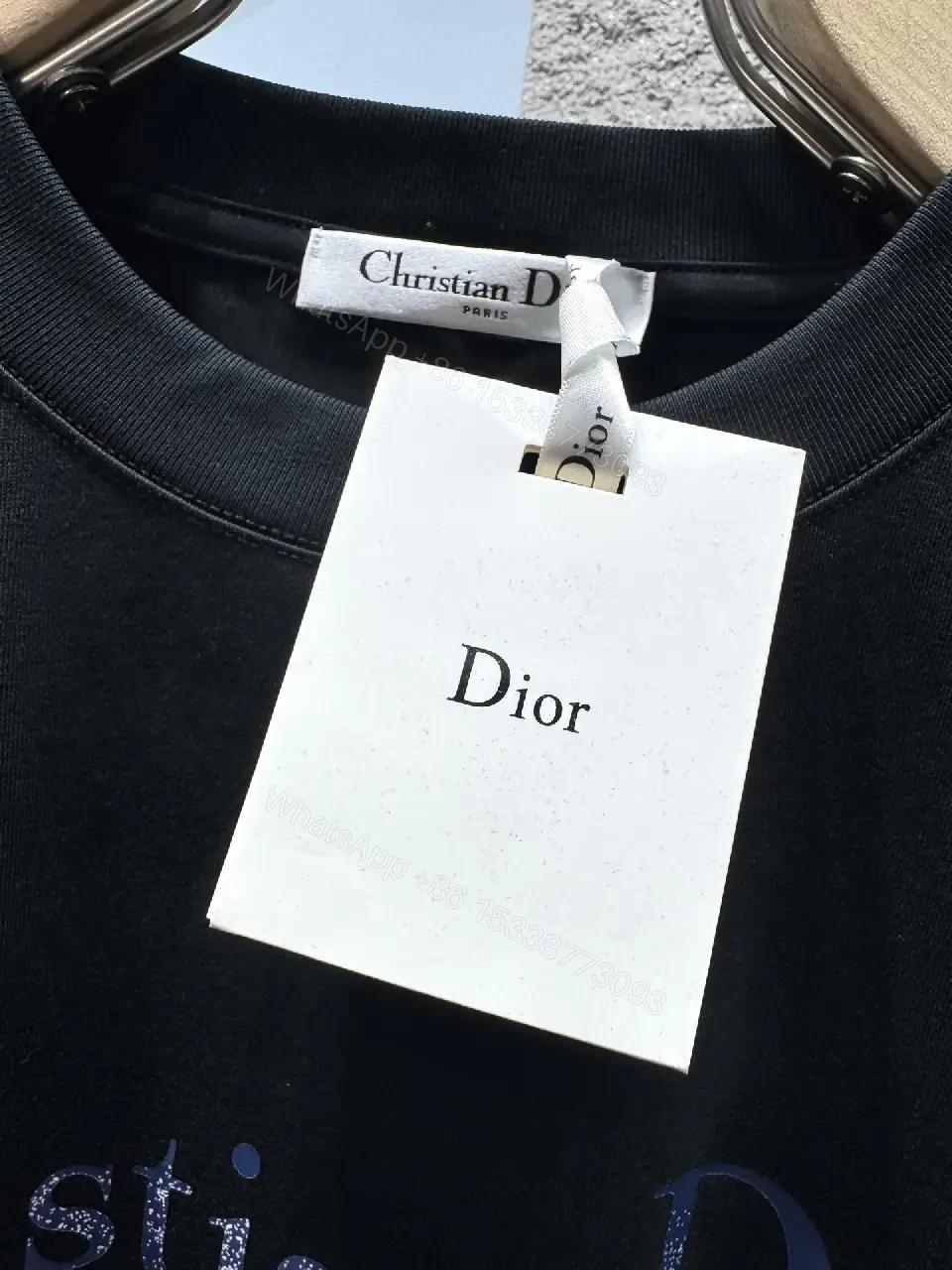View 9 of Black Cotton Tee: Dior Couture Crest Graphic Shine