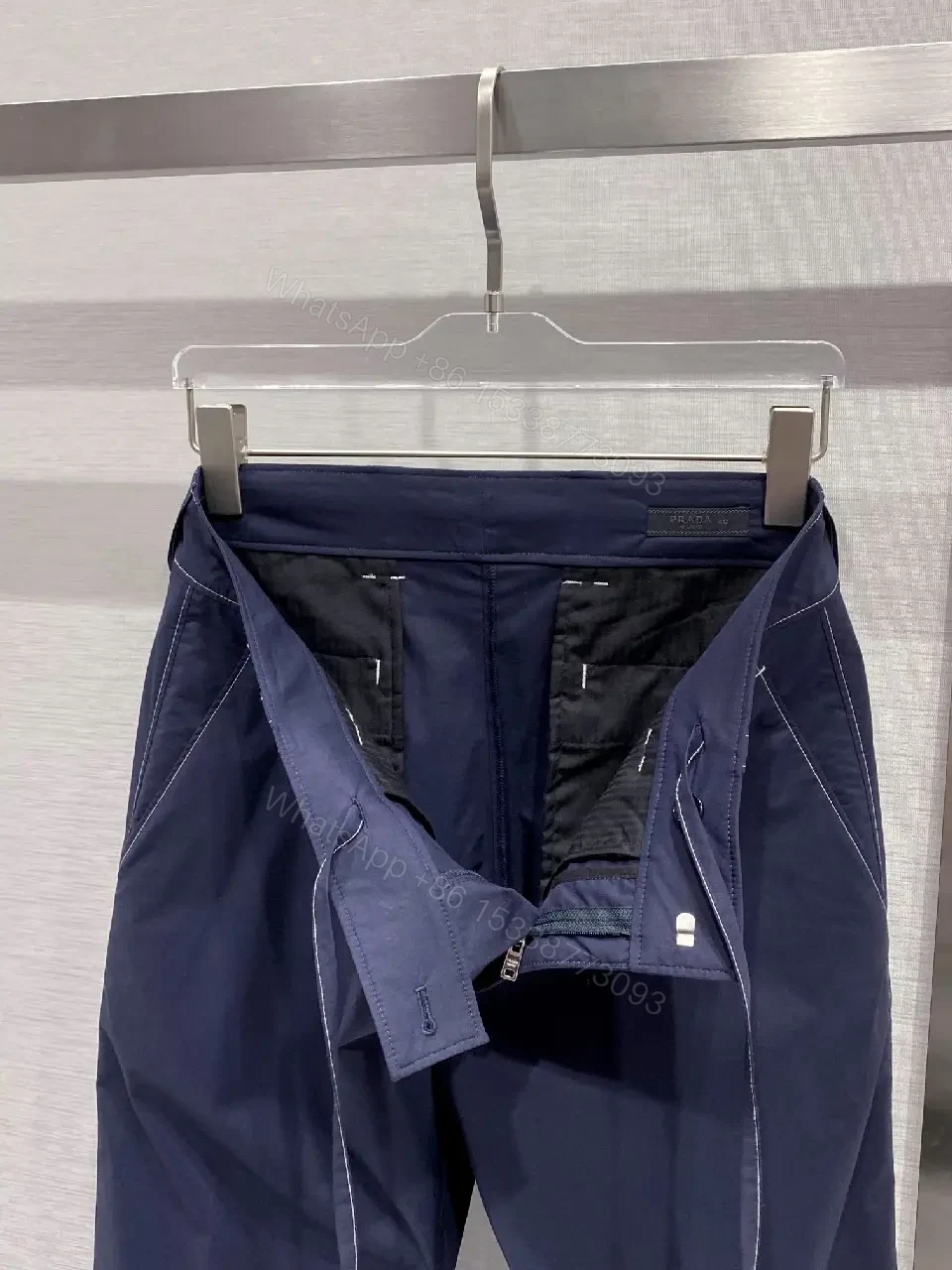 View 10 of Navy Linen+Stretch Ankle-Taper Pants with Elastic Cuffs