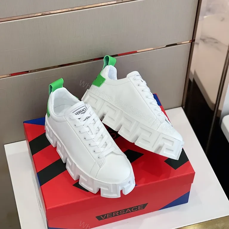 White Platform Sneakers: Versace Geometry, Luxury Comfort — view 1