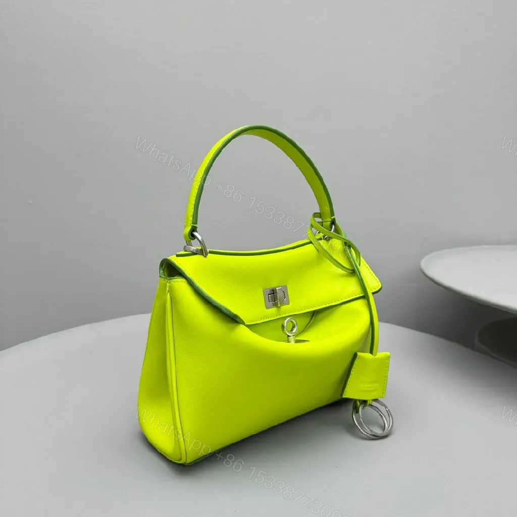 View 3 of Neon Lime Leather Mini Bag – Luxe, Versatile, Compact