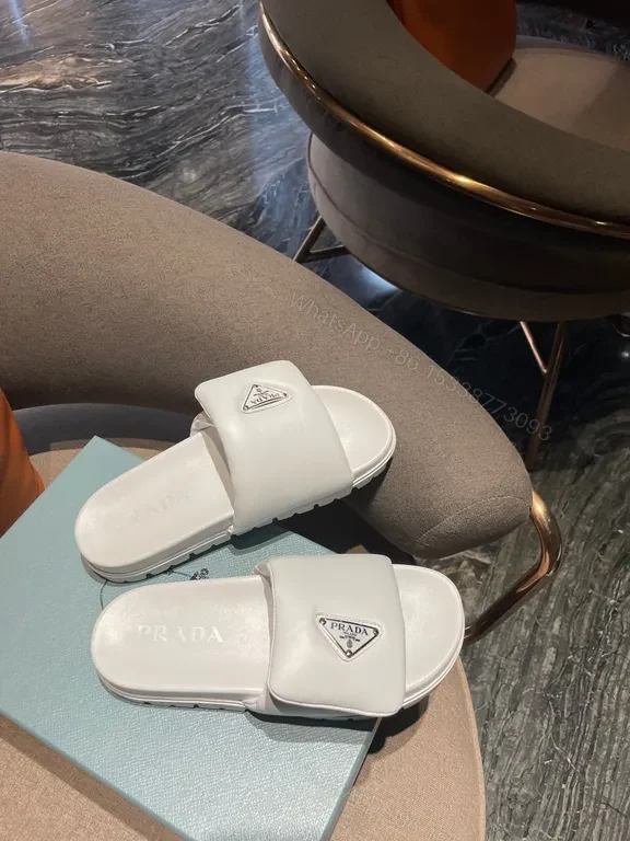 View 6 of Prada White Leather Slide: Minimal Luxury Comfort