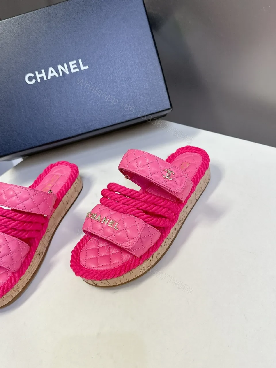 View 2 of Vibrant Pink Satin Sandals - Quilted, Braided, All-Day Comfort