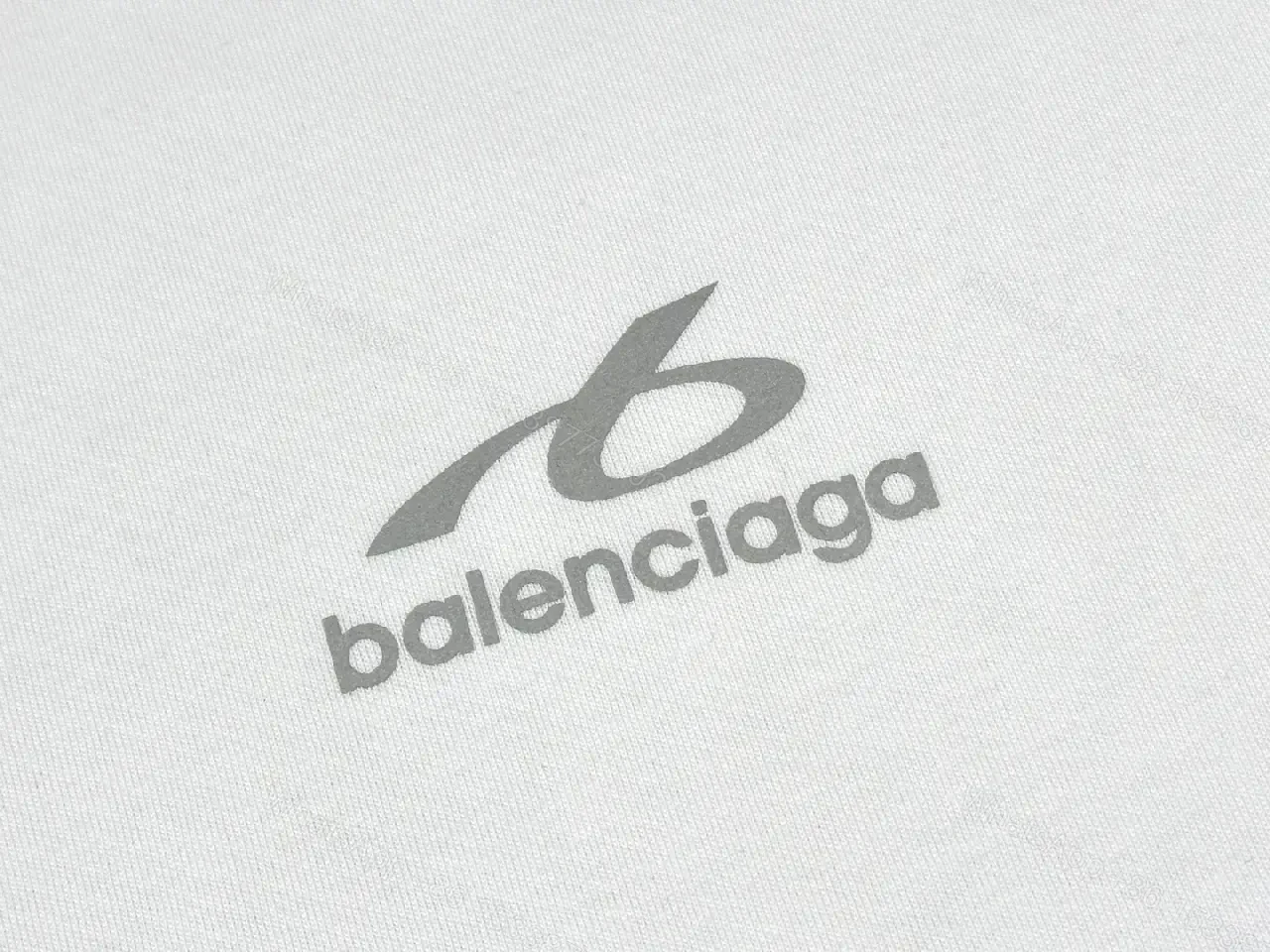 View 8 of White Cotton Minimalist T-Shirt with Balenciaga Logo