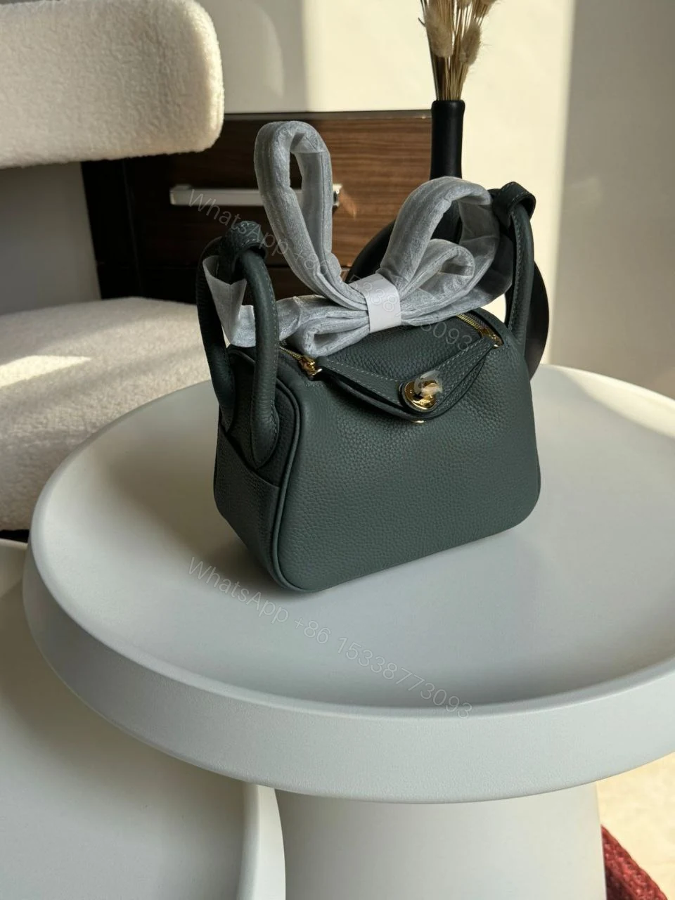 View 5 of Hermes Brand New Mini Lindy Nata Togo Palladium HDW