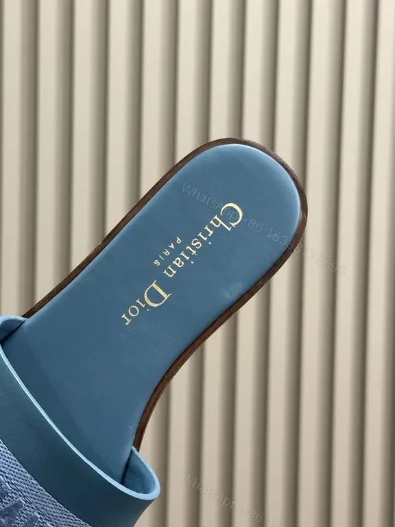 View 3 of Soft-Defined Dior Slides: Couture Comfort in Teal/Blue