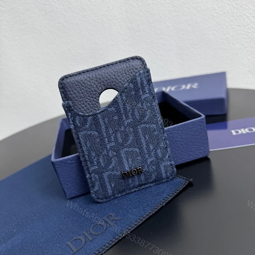 View 9 of Blue Patterned Card Case — Textured Luxe, Slim Organizer