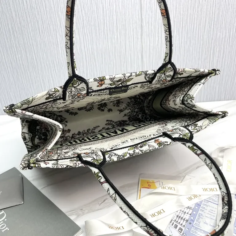 View 7 of Statement Floral Tote with Bold Dior Strips â€“ Everyday Luxury Tote