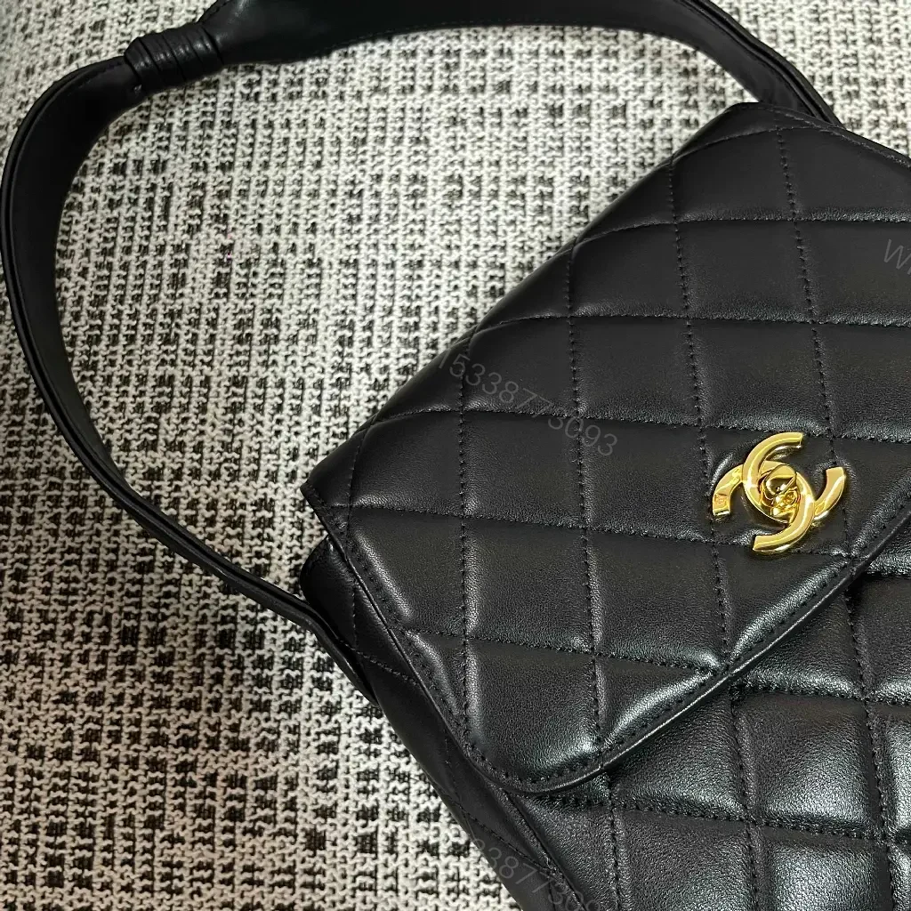 View 4 of Quilted Crossbody Bag with Gold Hardware, Leather, Luxury Style