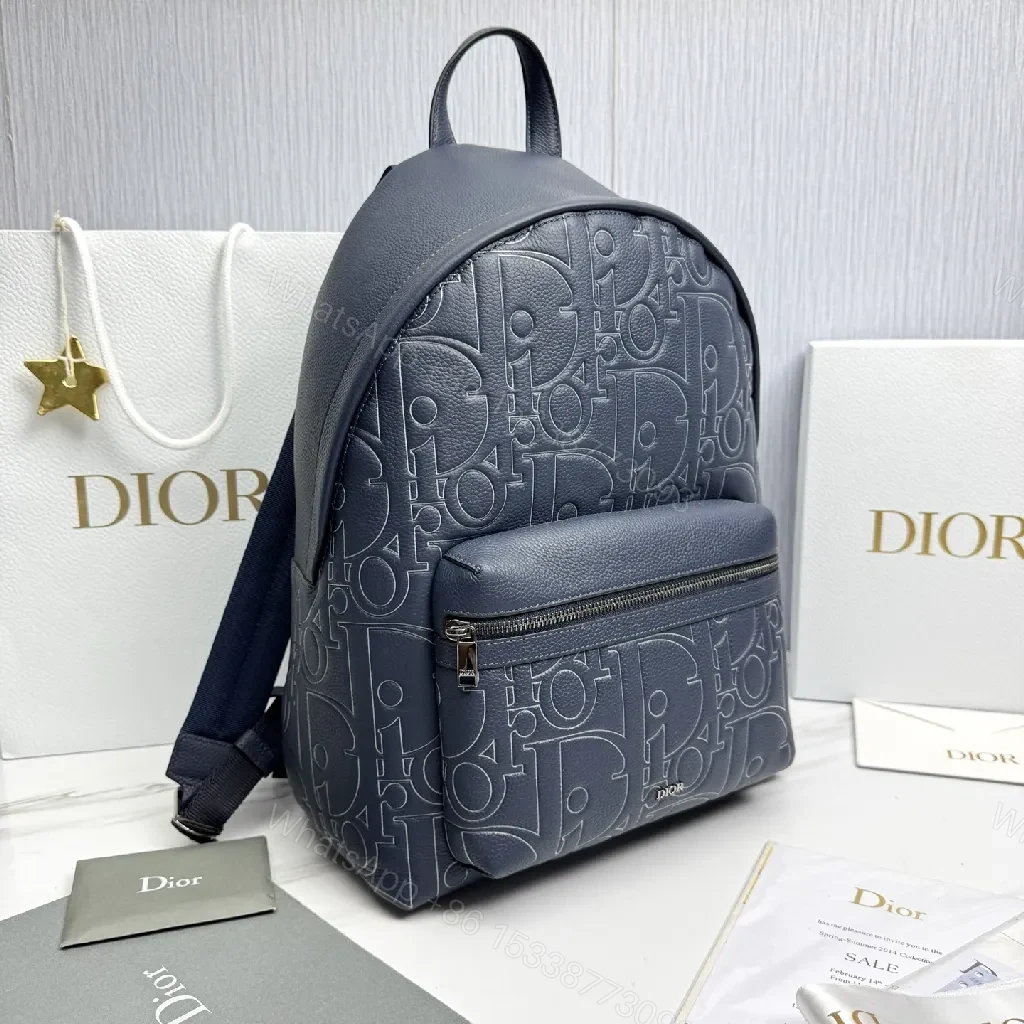 View 5 of Navy Faux-Leather Backpack: Monogram Luxe, Day-to-Night