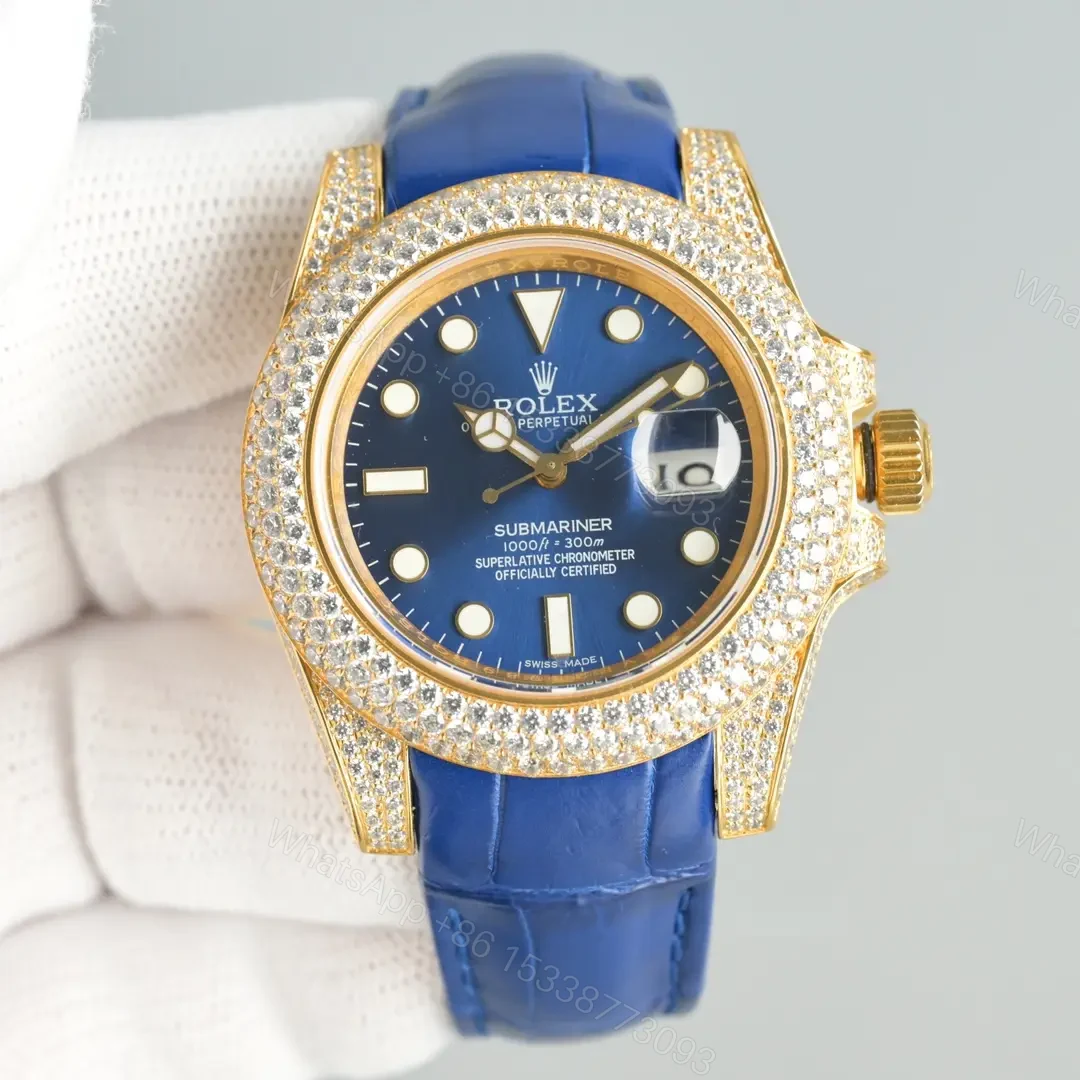 Rolex Submariner Water Ghost Gold Diamond Collection Crocodile Leather Watch RLX-SUB-WG-GOLD-DIA-LEATHER — view 1