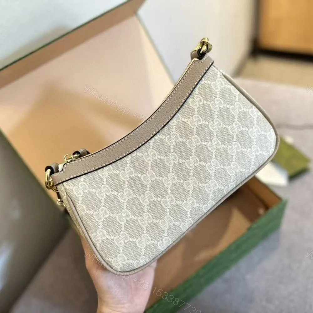 View 4 of Gucci Ophidia Small Shoulder Bag Beige And White 25Cm 735132 UULAG 9682