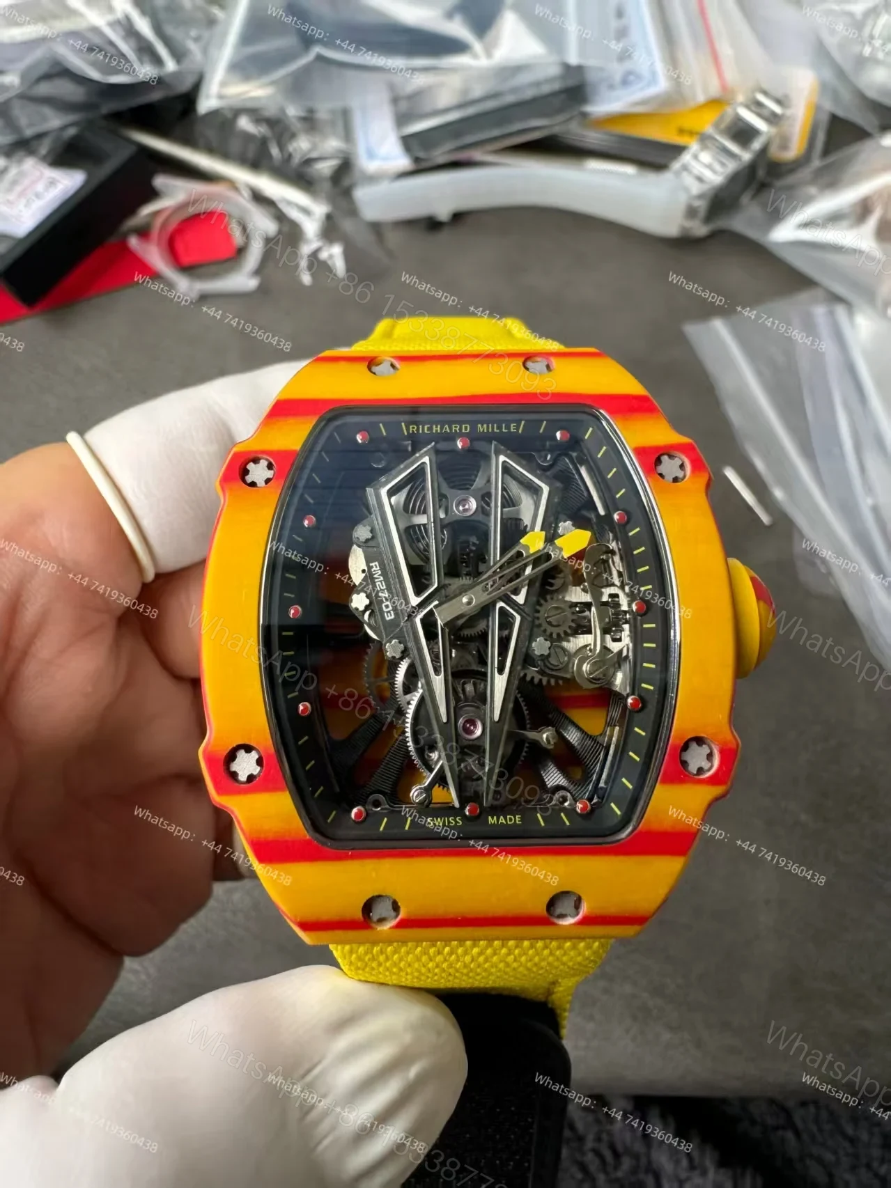 View 5 of Super Clone Richard Mille RM 27-03 Rafael Nadal Limited Edition NTPT Carbon Fiber Tourbillon 1:1 Replica Watch